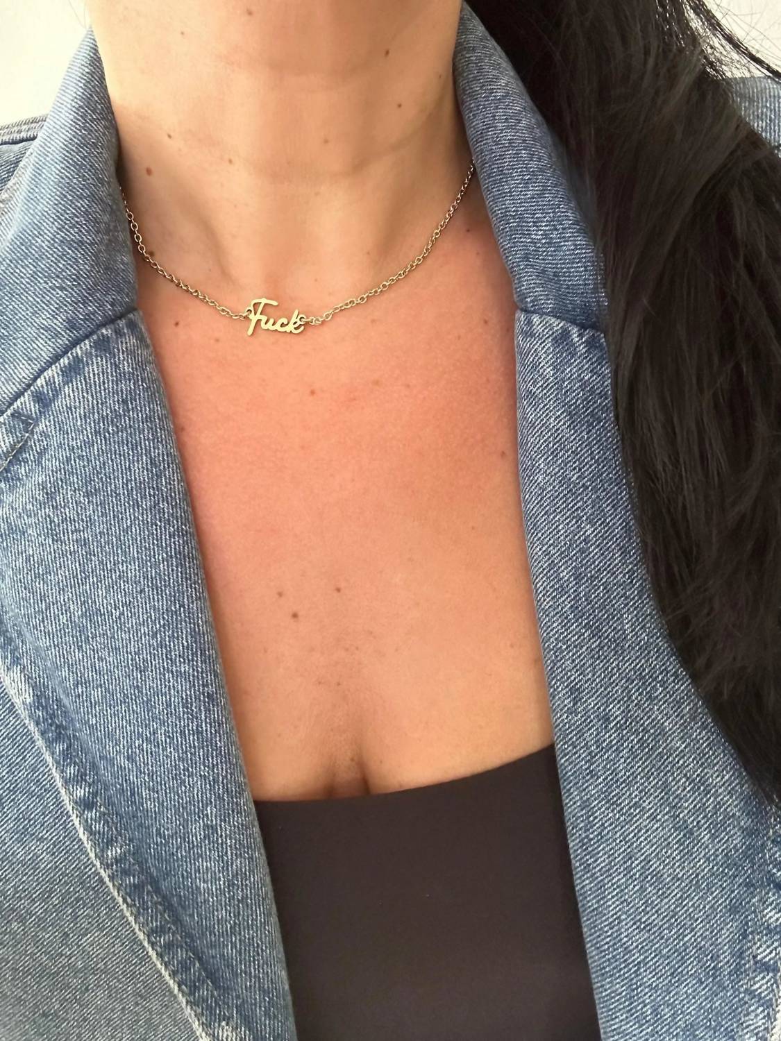 Eklexic - Women's Dainty Script F*ck Necklace