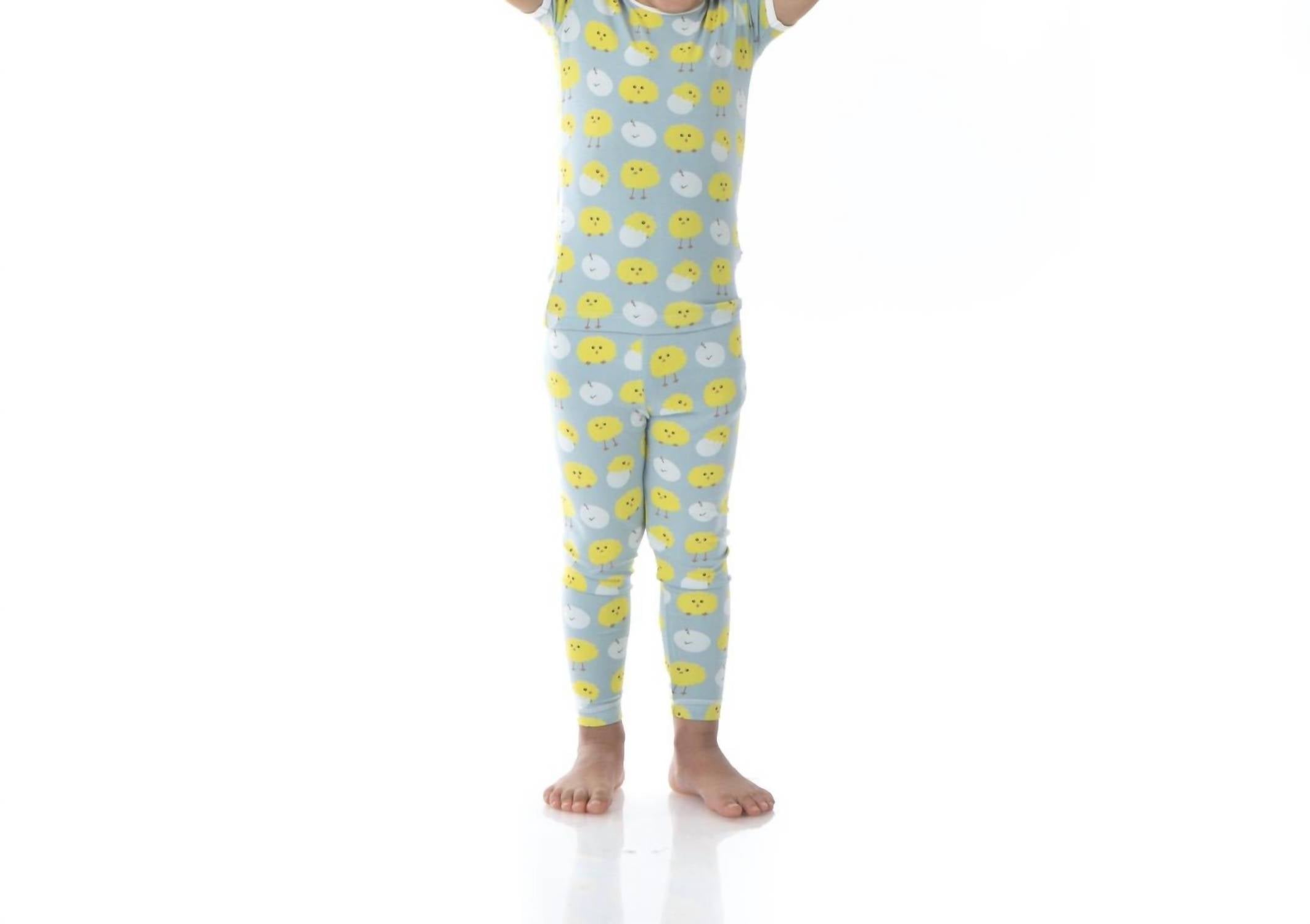 Kickee - Kids' Bamboo Print Short Sleeve Pajama Set