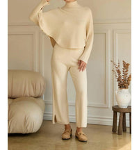 Skies Are Blue - Aubrey Asymmetrical Button Sleeve Ribbed Mock Neck Sweater