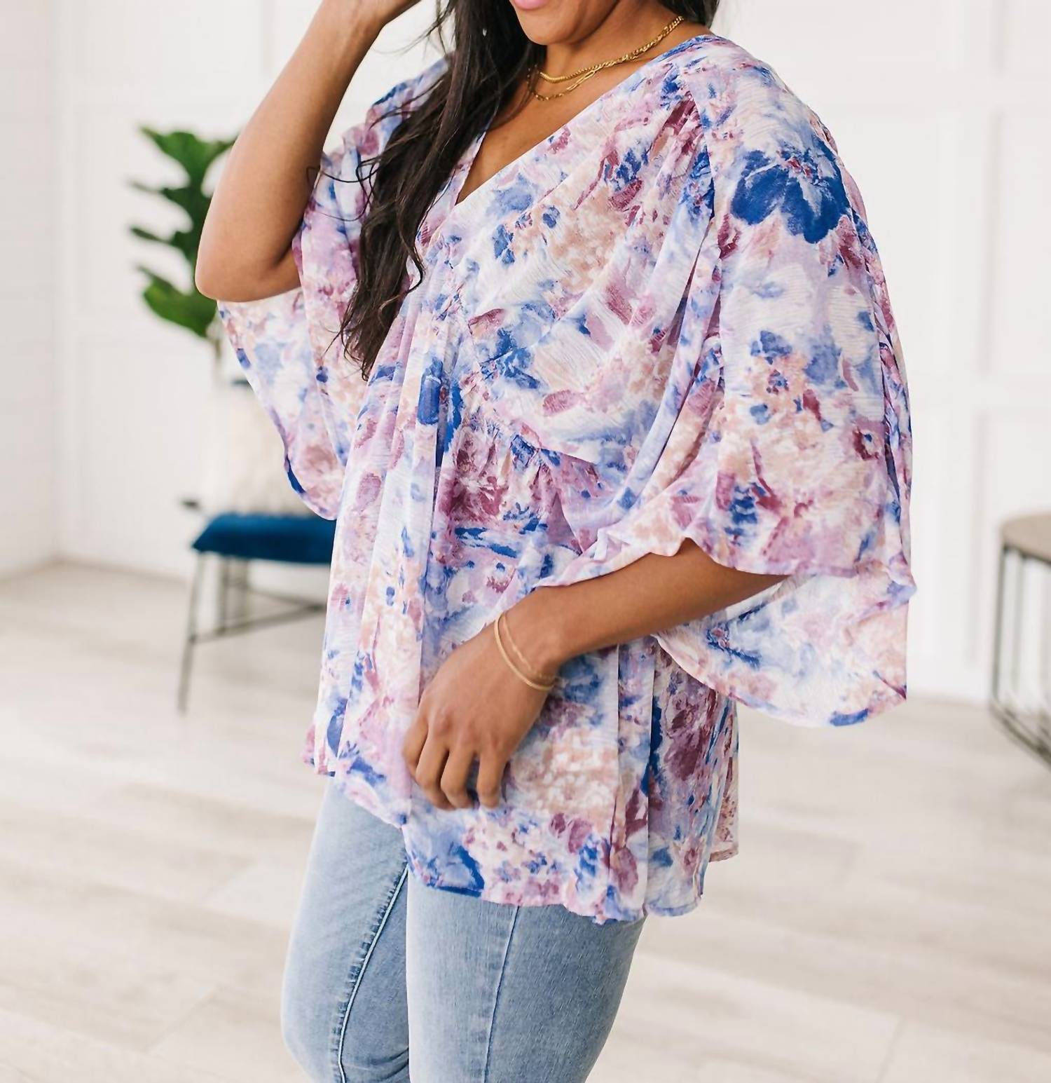 Jodifl - Fabled in Floral Draped Peplum Top