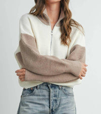 Peace Love Line - Color Block Half Zip Jacket