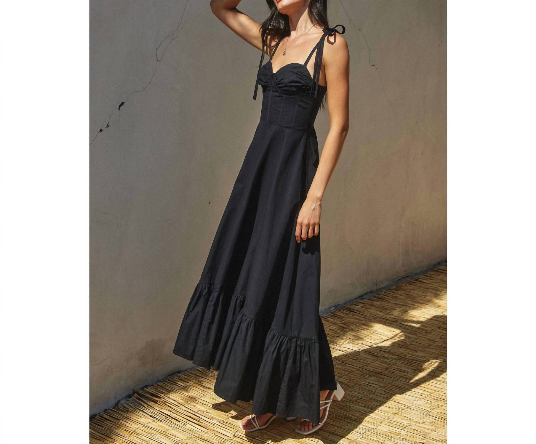 Dress Forum - Cotton Poplin Ruched Detail Maxi Dress