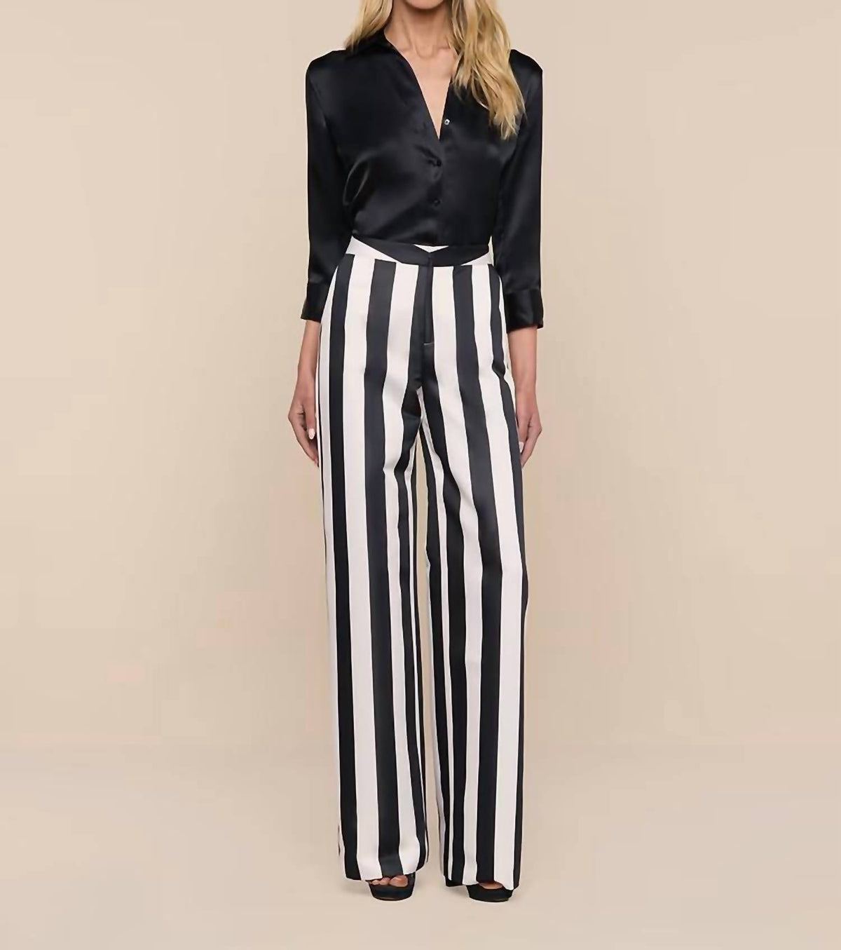 L'Agence - Livvy Satin Straight-leg Trouser
