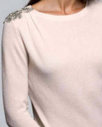 Minnie Rose - Cashmere With Shoulder Embellishment Top