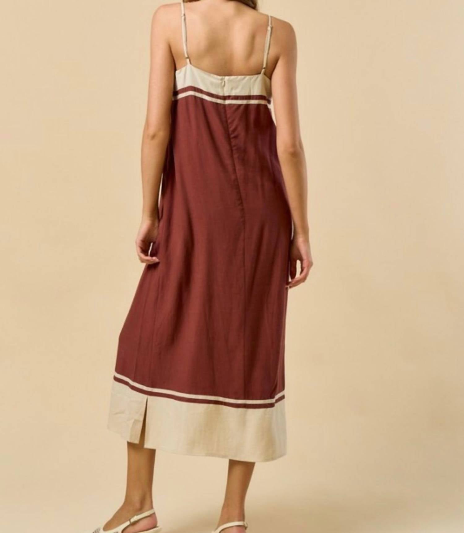 Lalavon - Color Block Midi Dress