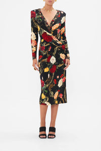 Camilla - V-neck Midi Cross Front Dress