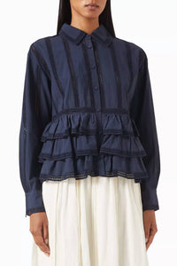 Ulla Johnson Harper Blouse in midnight - women's blouse