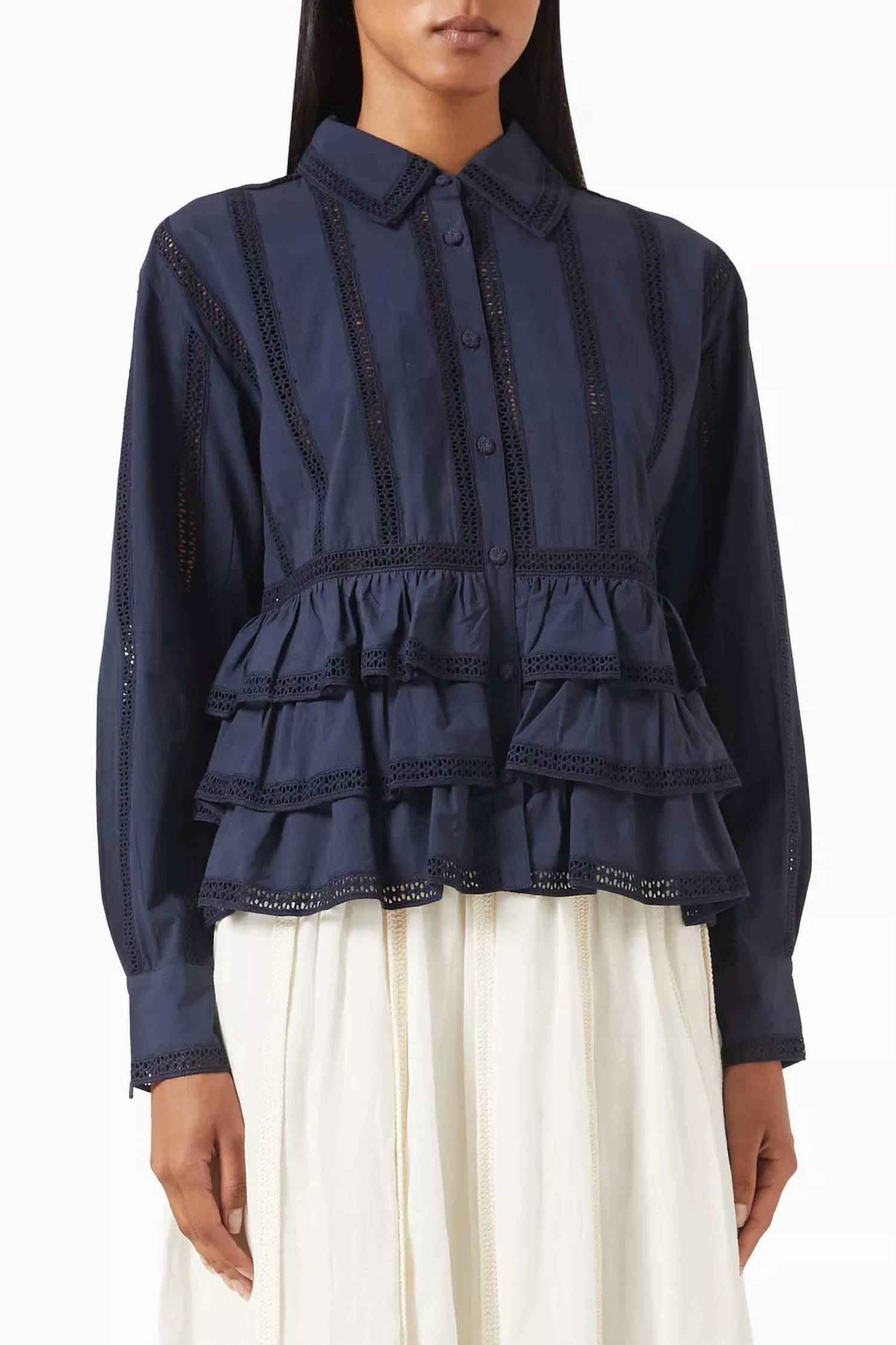 Ulla Johnson Harper Blouse in midnight - women's blouse