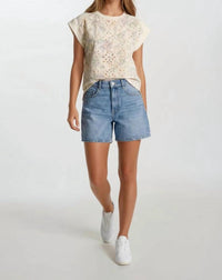 Doe And Rae - Floral Embroidery Mix Muscle Top