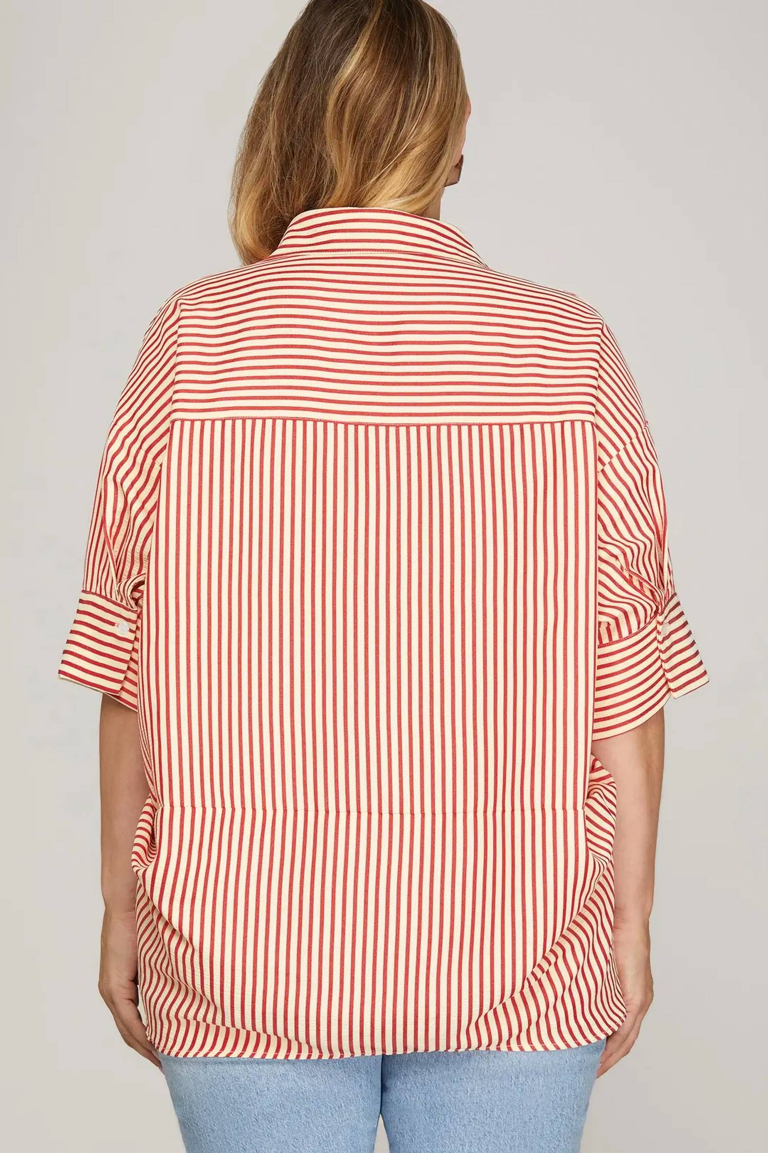 She + Sky - Oversized Striped Top