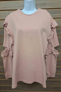 Very J - Women's Split Sleeve Ruffle Top
