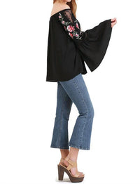 Umgee - Floral Embroidered Bell Sleeve Top