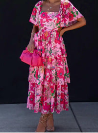 UNISHE Spring Fling Cutout Dress in pink multi - women's dress