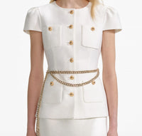 Self-Portrait - Taffeta Chain Belt Maxi Dress