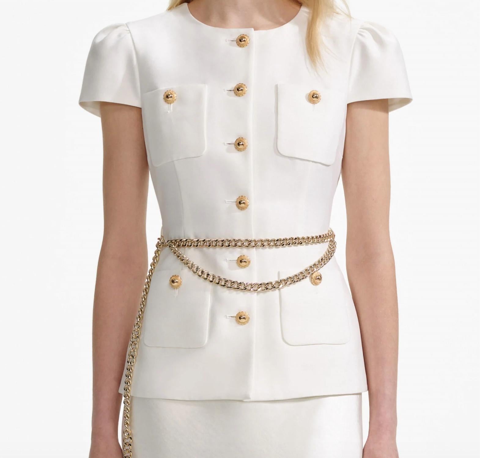 Self-Portrait - Taffeta Chain Belt Maxi Dress