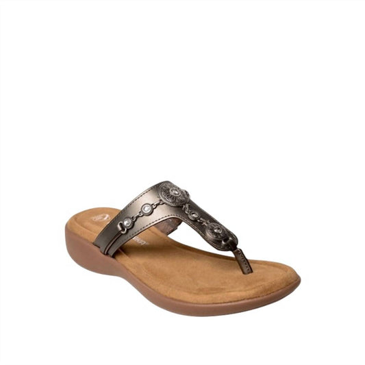 Minnetonka - Women's Brecca Shimmery Toe Post Sandal