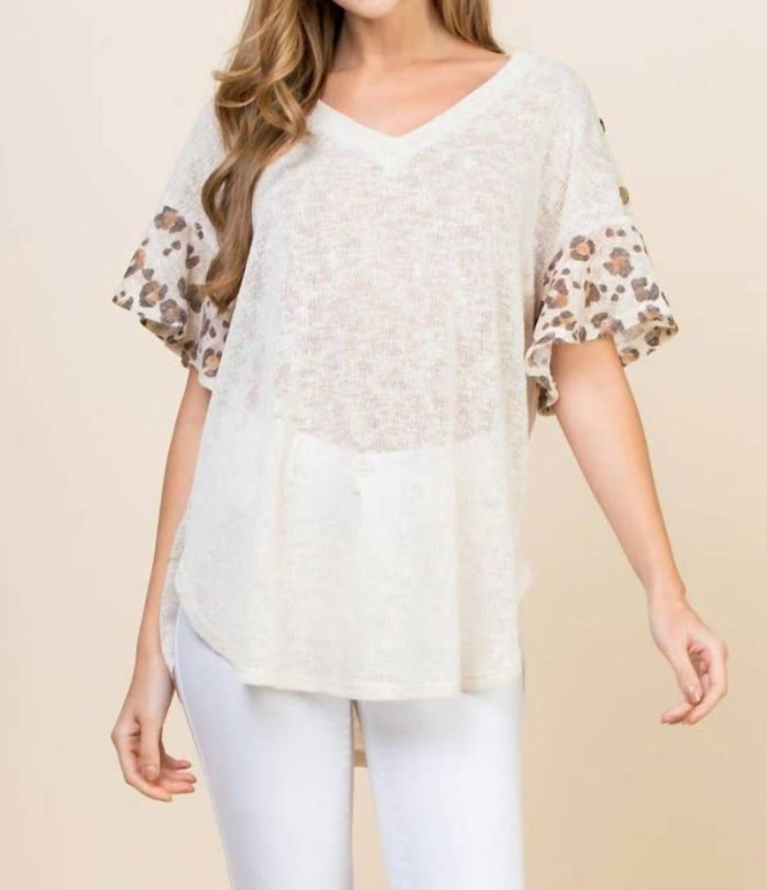 Emerald Collection - Lace Button Trim V Neck Top