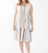 FDJ Tiered Midi Dress in baha stripe - women's dress