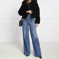 Elisabetta Franchi - Cropped Velvet Down Jacket