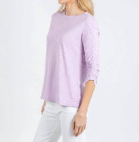 Elliott Lauren - Crissy Crew Neck Ruched Sleeve Tee