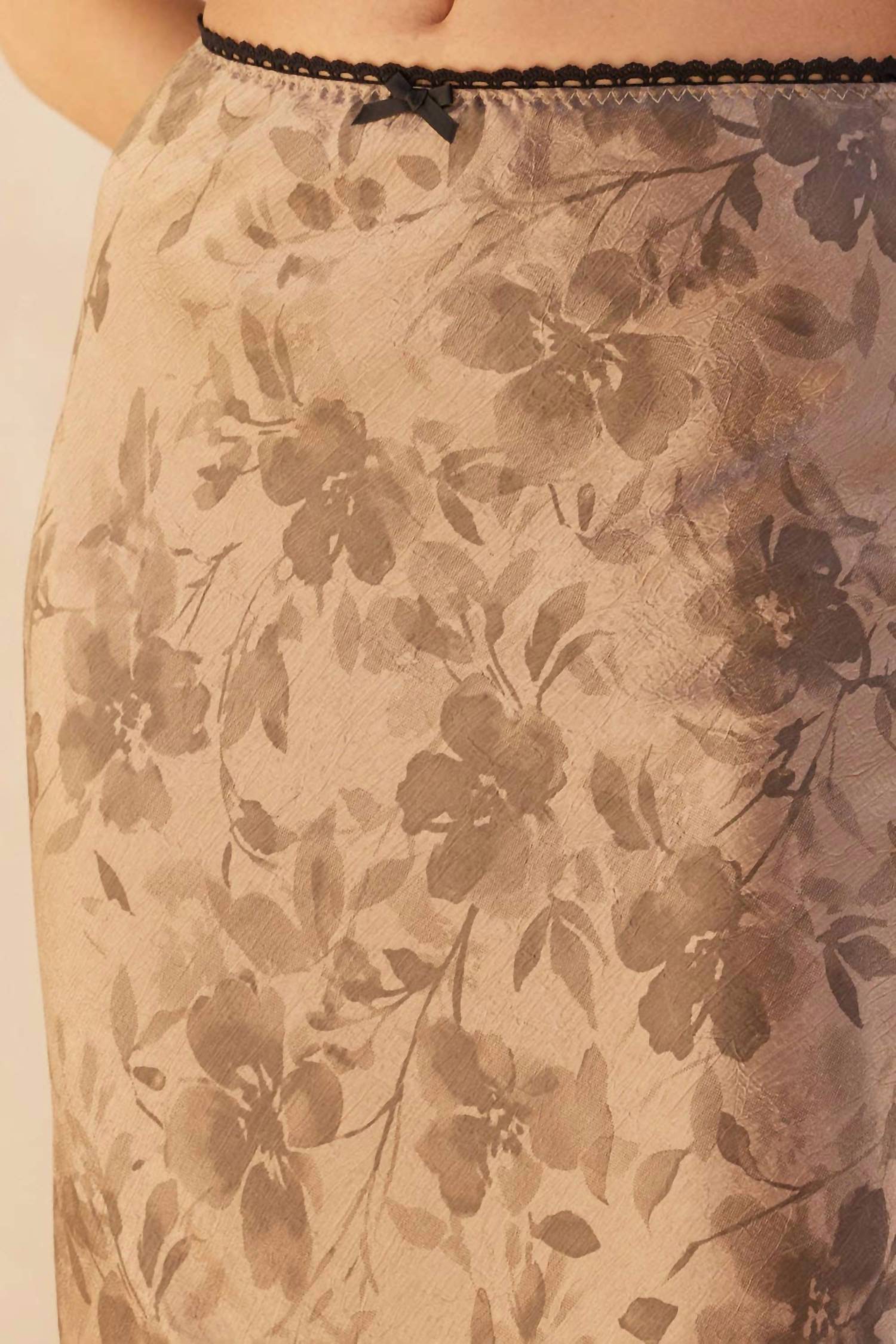 Promesa - Floral-Print Satin Maxi Skirt