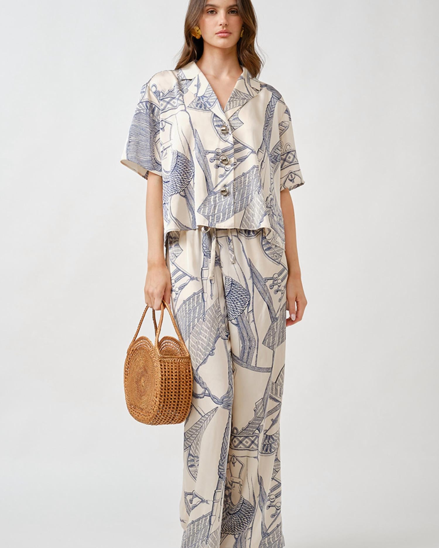 Maude Club Women's Kimpton Top in rope print - women's shirt - alternate view