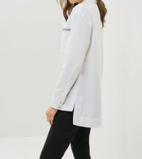 Anatomie Kari Poplin Zip Shirt in white - women's long sleeve top - detail view