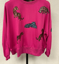 Peach Love - Multi Color Sequins Tiger Sweatshirt