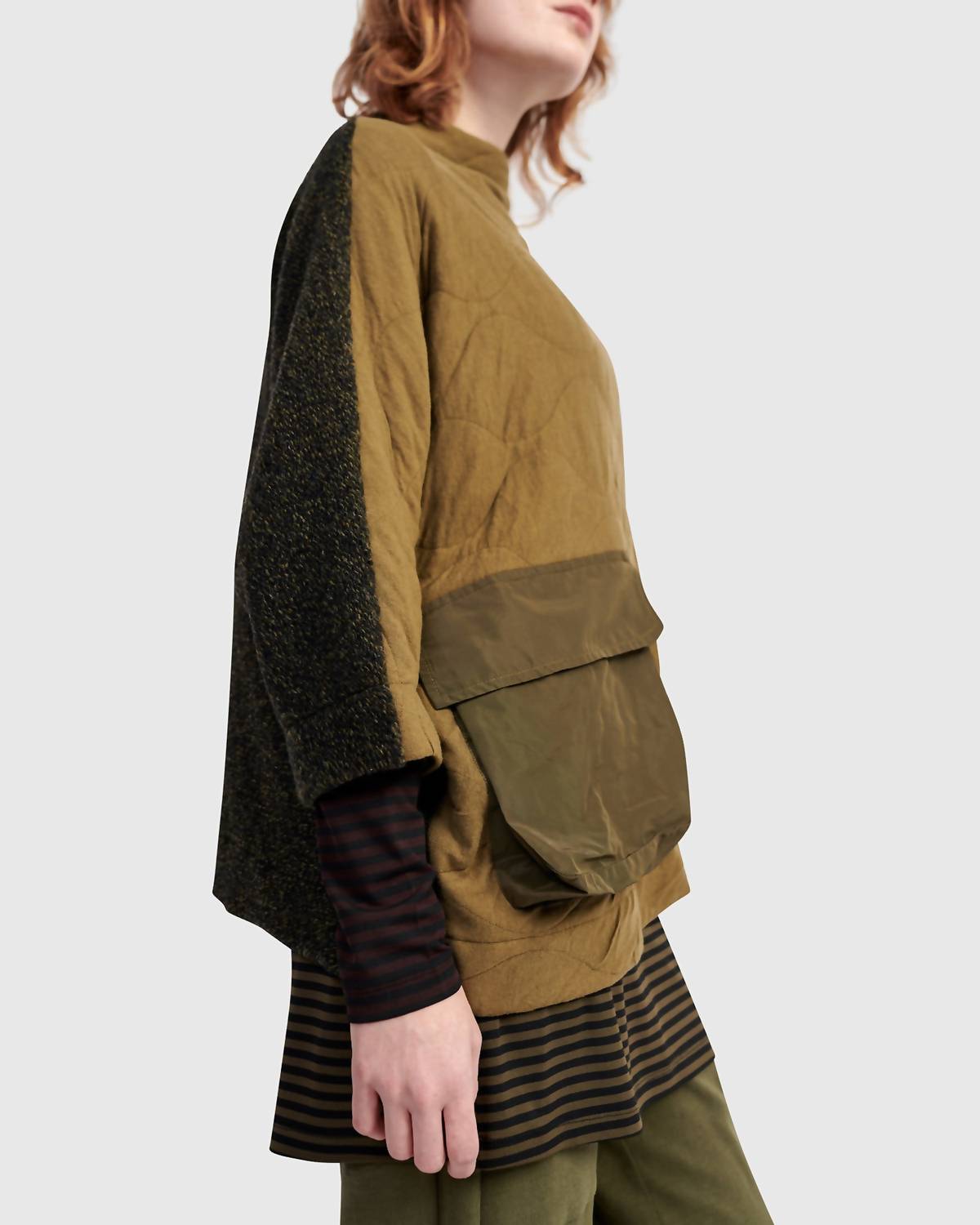 ALEMBIKA Urban Sah Quilted Pullover Sweater in khaki - women's sweater - view 6