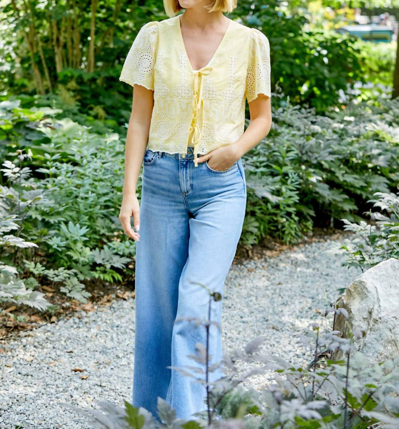 DESIGN HISTORY EYELET BLOUSE in summer solstice cbo - women's blouse - view 7
