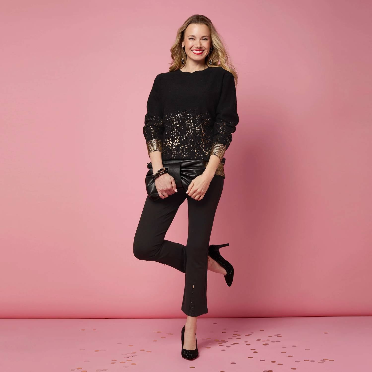 Coco + Carmen - Tinlee Sweater With Metallic Splatter