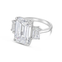 Diana M Jewels - 6.00 Ct Lab Grown Emerald-cut Three Stone Diamond Ring With 0.70 Ct On Sides