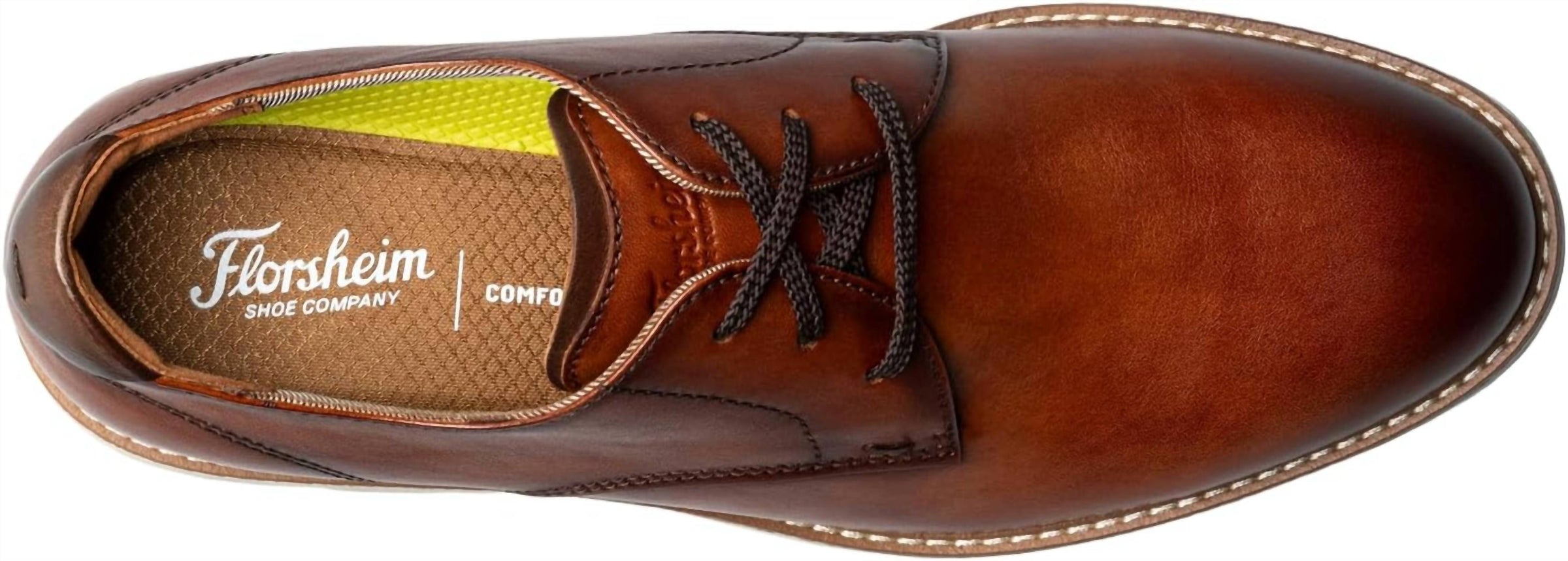 Florsheim Men's Vibe Plain Toe Oxford in cognac - men's shoe - alternate view