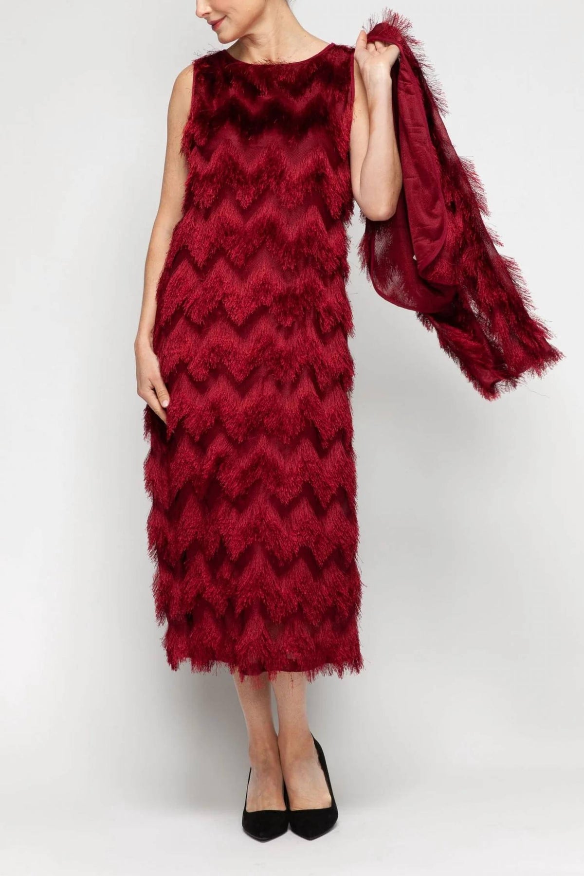 Ic Collection - Fringe Dress With Jacket