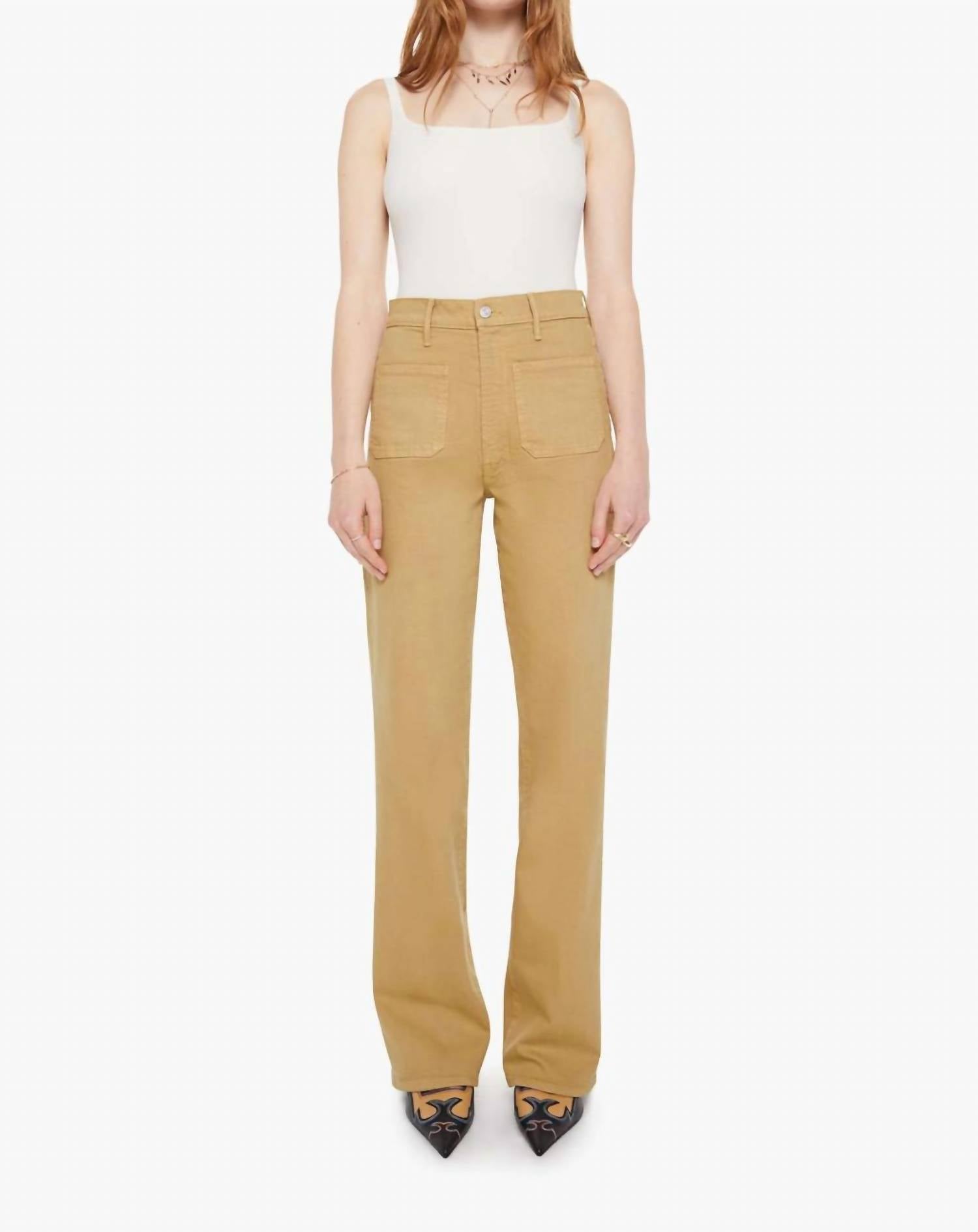 Mother High Waisted Patch Pocket Bookie Sneak Jeans in latte - women's jeans