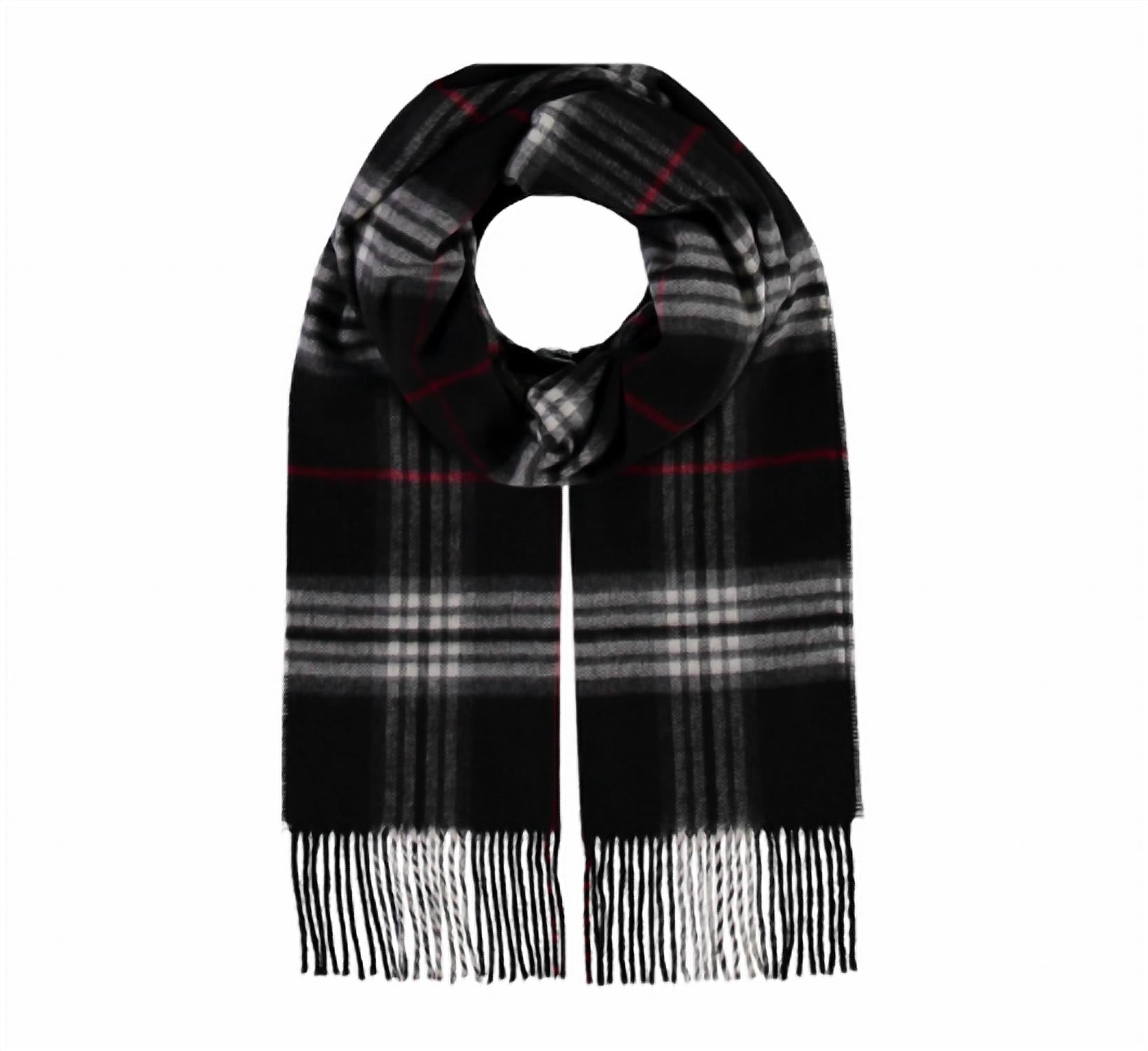FRAAS Cashmink Scarf in black plaid - women's scarf