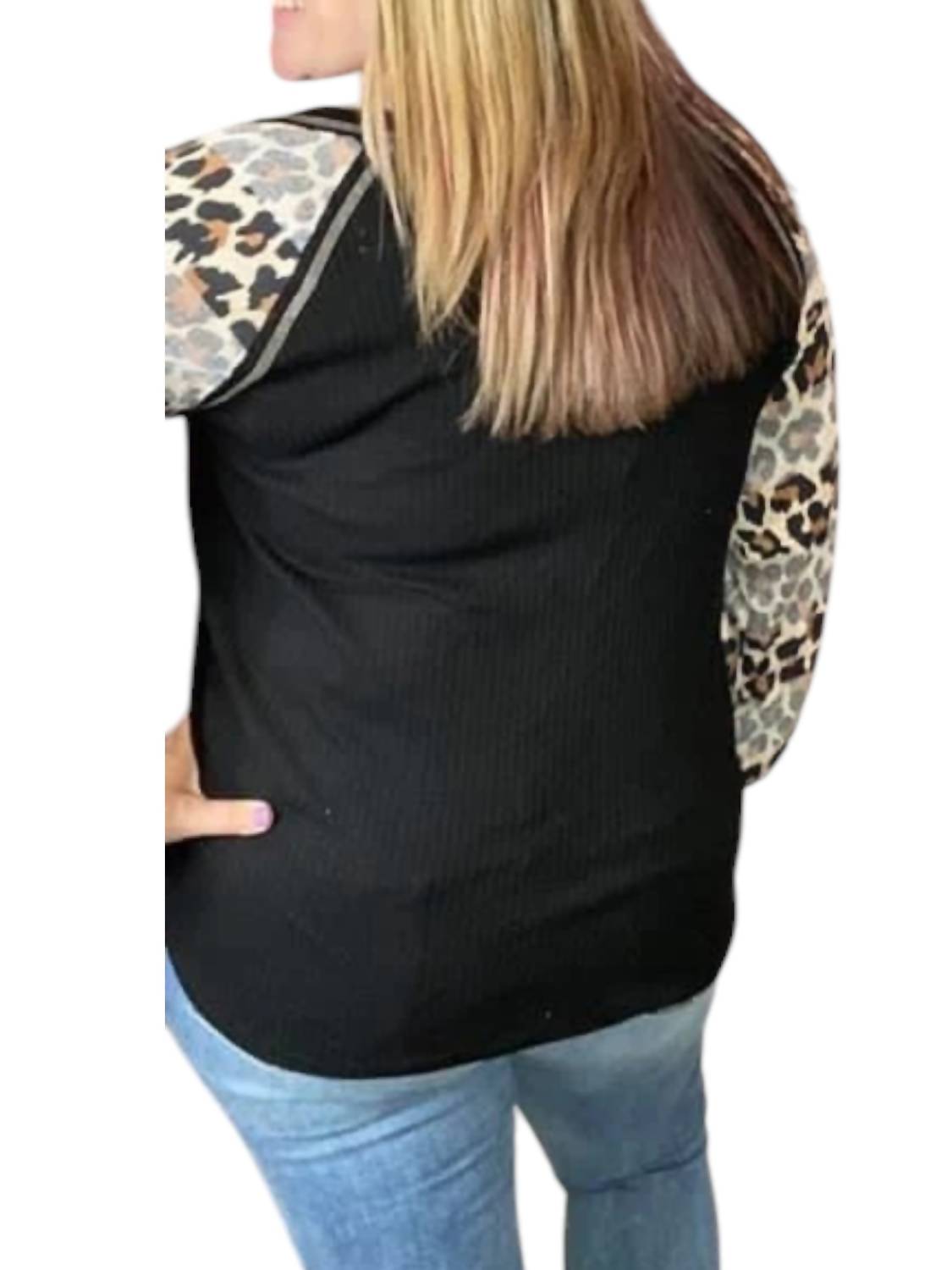 Honeyme - Leopard Puff Sleeve Top