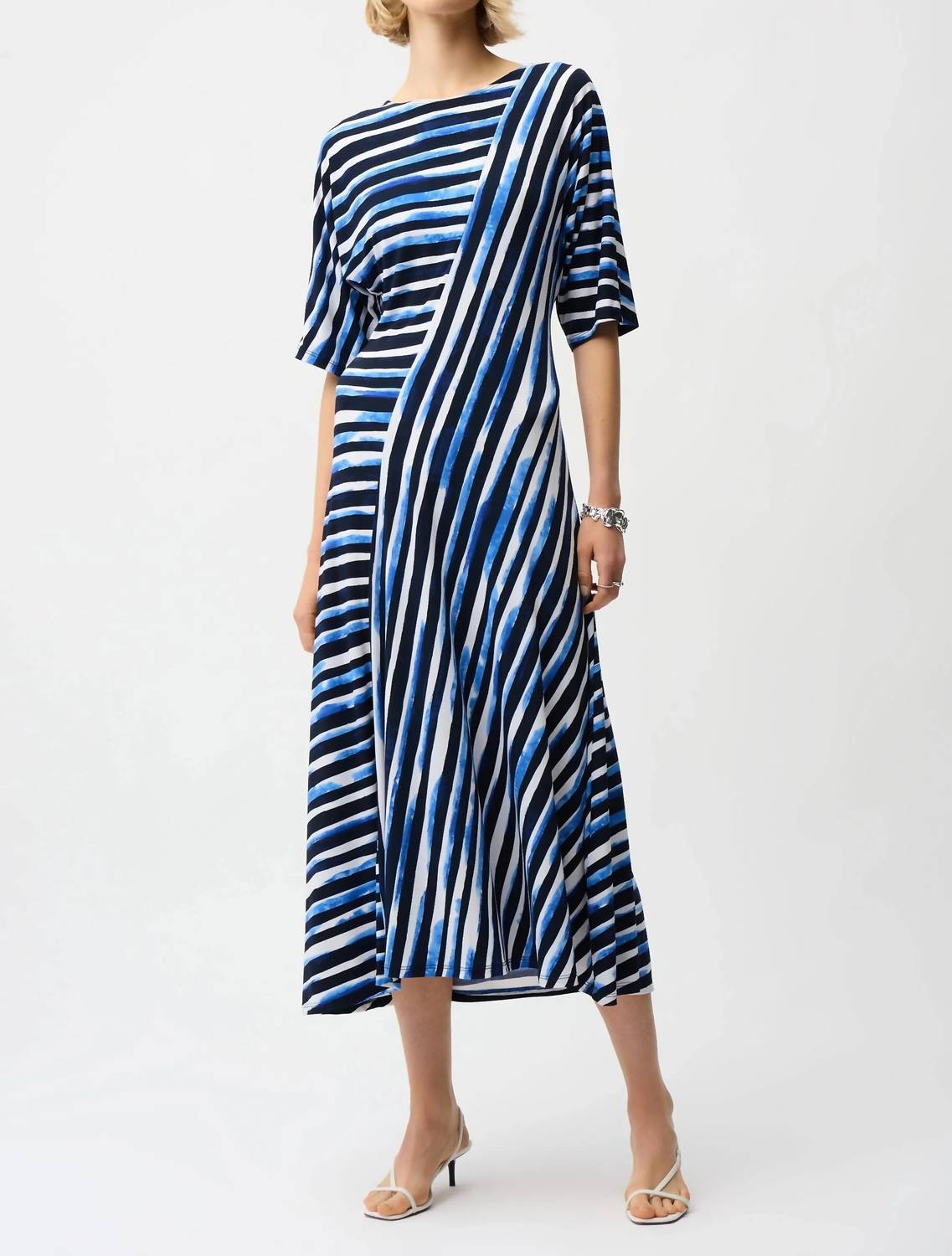 Joseph Ribkoff - Striped Midi Fit And Flare Dress