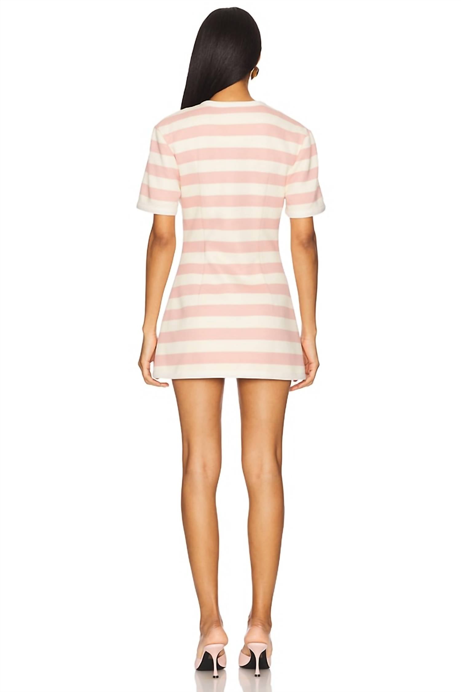 Maude - Striped Button Down Short Sleeve A-line Mini Dress