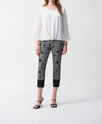 Joseph Ribkoff - Plaid And Dot Print Cropped Pants