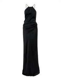 VICTORIA BECKHAM Chain Halter Gown in navy - women's dress - view 6