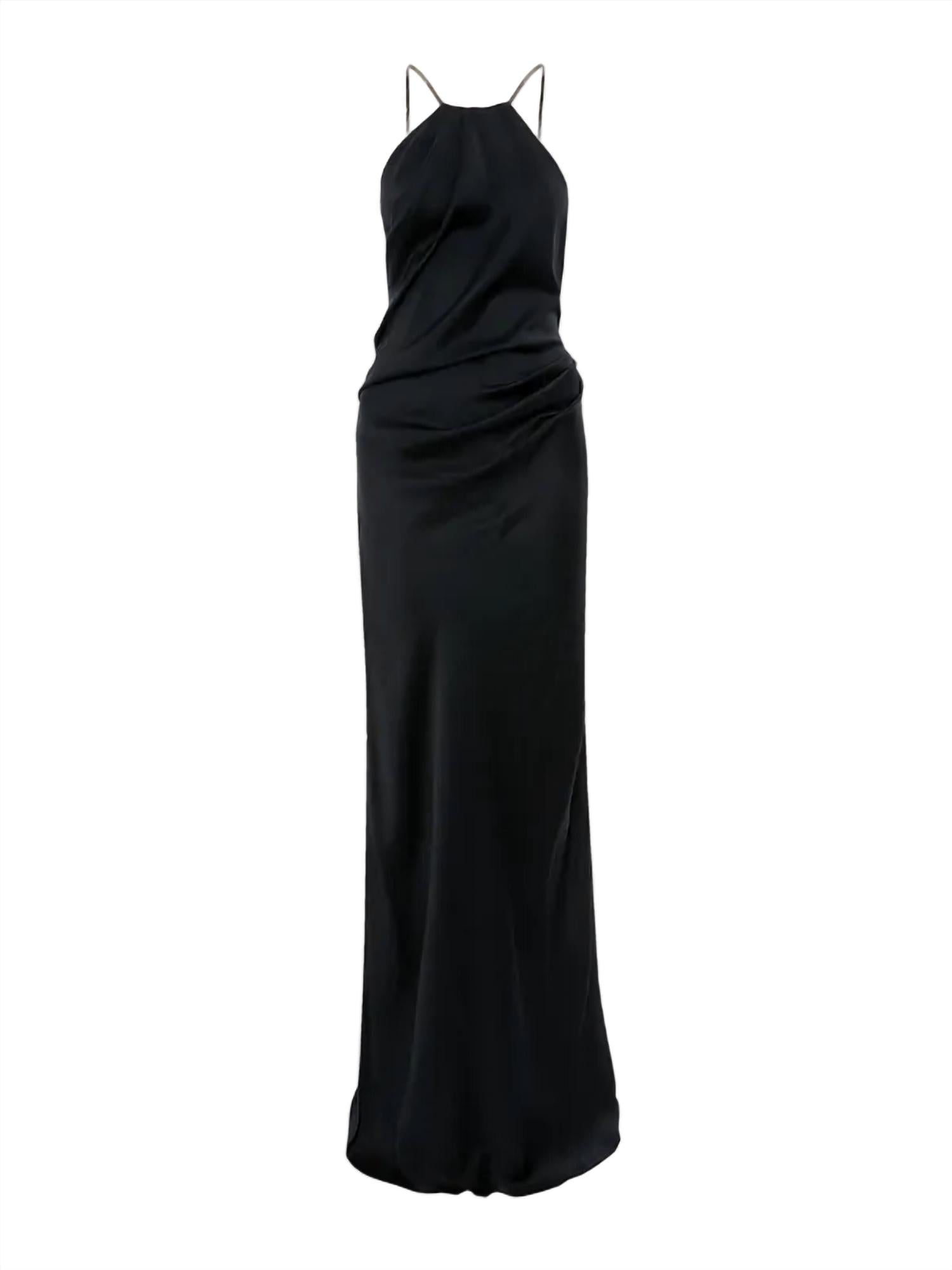 VICTORIA BECKHAM Chain Halter Gown in navy - women's dress - view 6