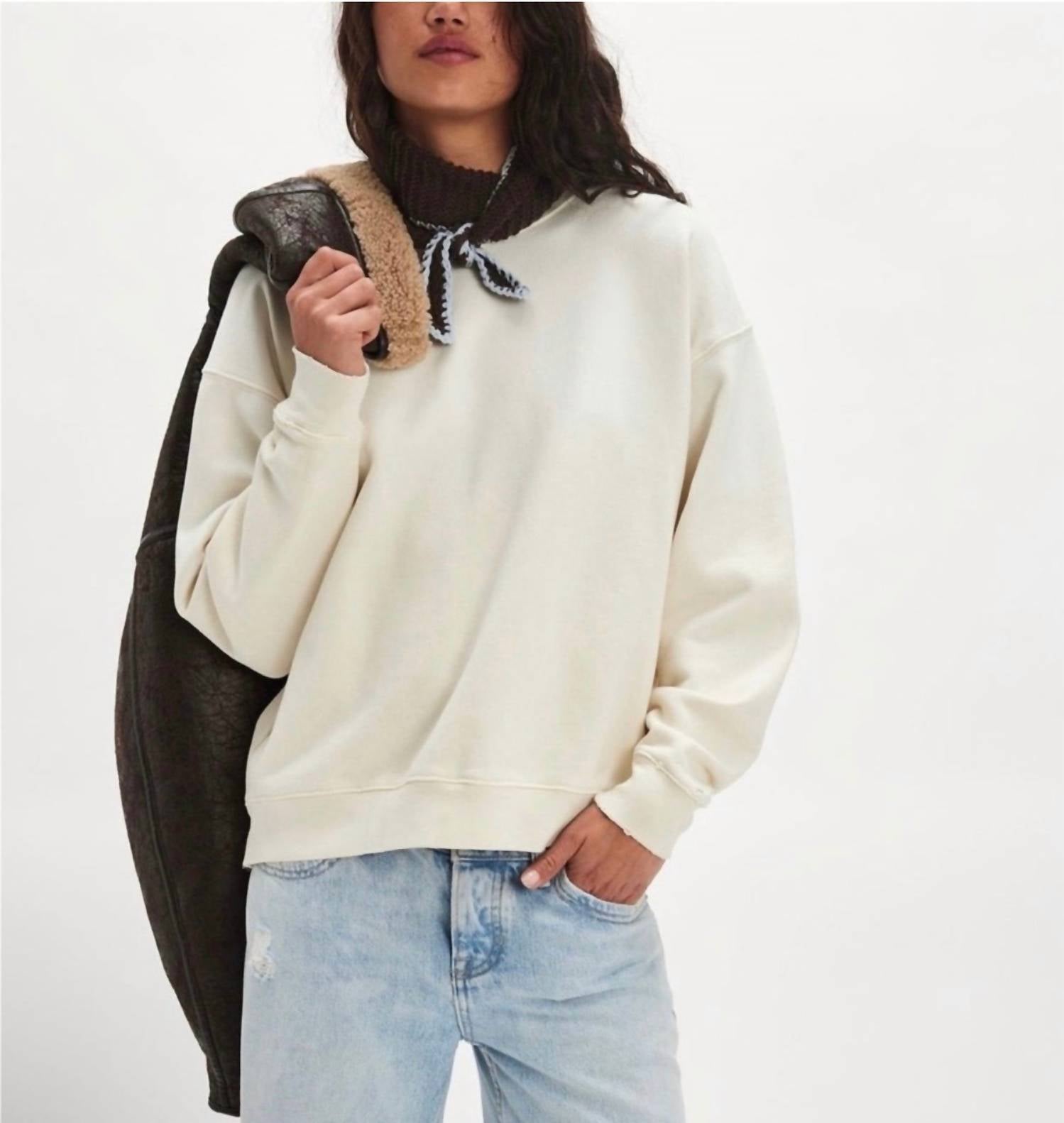 Free People Butterfly Patchwork Crewneck Sweatshirt in indigo ivovry - women's top