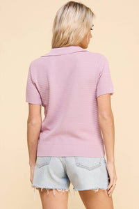 Allie Rose - Short Sleeve Textured Polo