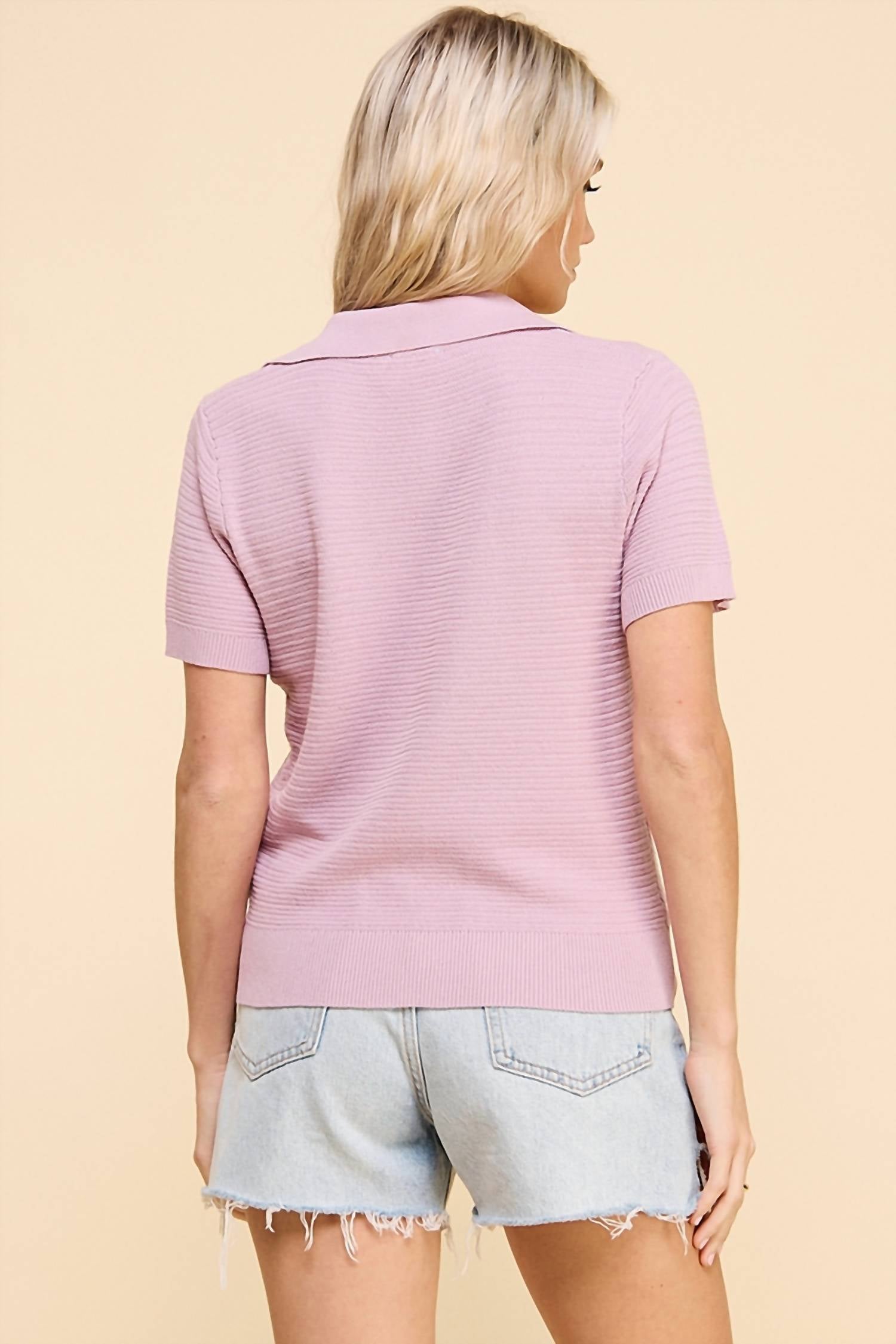 Allie Rose - Short Sleeve Textured Polo