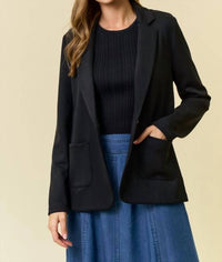 Doe And Rae - Brushed Modal Flap Pocket Long Sleeve Blazer