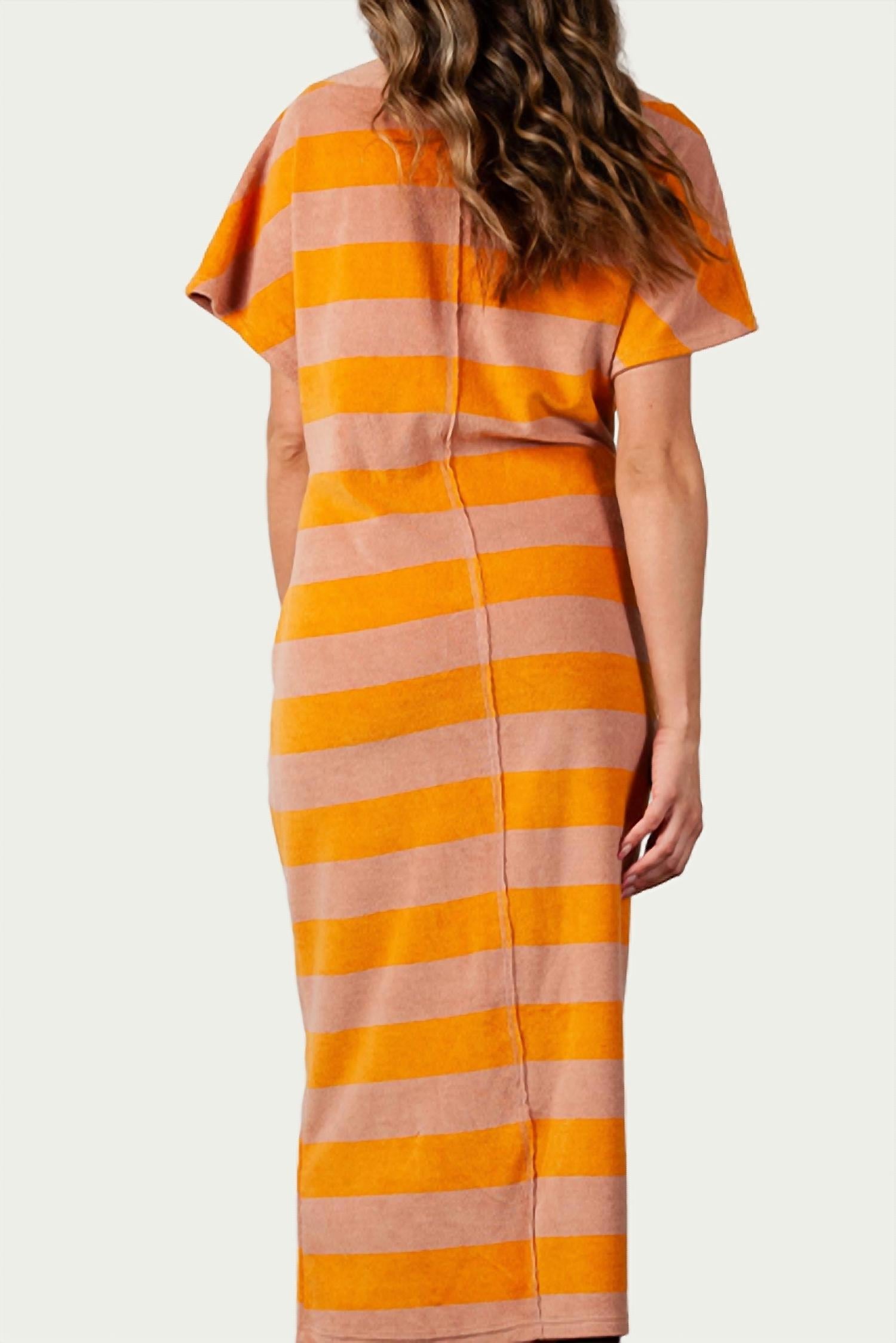 STRIPED COTTON-TERRY MAXI DRESS