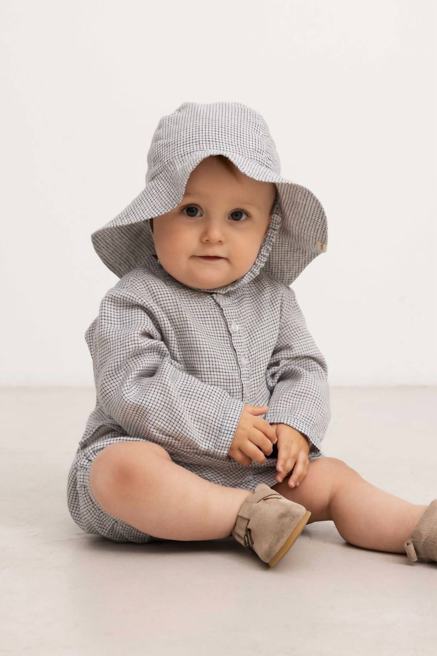 MarMar Copenhagen Pabi Linen Shorts in mini check - kids' shorts - alternate view