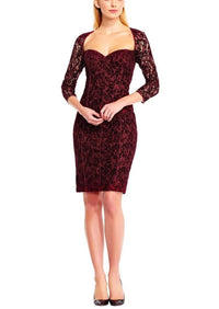 Aidan Mattox - Queen Anne Neck Three Quarter Cutout Dress