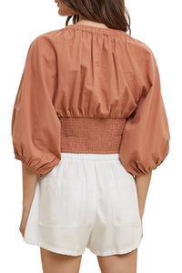Wishlist - Feeling Ruched Cotton Crop Blouse
